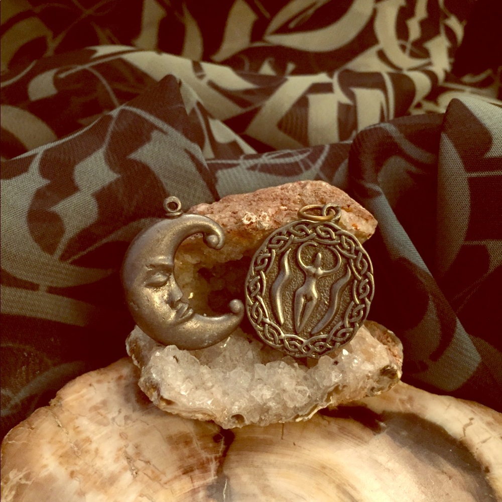 Moon and goddess pendant